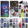 Mobiele telefoon gevallen geschilderd lederen flip case voor Samsung Galaxy A52 A52S A53 A72 A73 A33 5G vlinder kat olifant bloem portemonnee boek cover yq240330