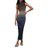 Casual Dresses Women Y2k Tie Dye Print Slim Fit Long Dress Summer Sleeveless Tank Grunge Ruched Bodycon Maxi