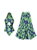Женские купальники 2024 Новый зеленый цветок с разрезом женская накидка и сексуальный цельный женский купальник из двух/трех частей пляжные купальные костюмы yq240330