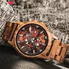 Wooden Men's Watches Casual Fashion Stylish Wooden Chronograph Quartz Watches Sport Outdoor Military Watch Gift for Man LY191279L