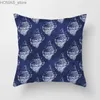 Pillow 45x45cm Fashion blue Tie case Shrimp crab fish print case Office Home decor Sofa Chair cushion cover Y240401