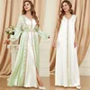 Etniska kläder Marocko Abaya Women Muslim 2 Piece Set Long Maxi Dress Turkiet Arabiska Kaftan Islamiska Eid Party Ramadan Dubai Robe Robes