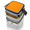 Servis Dark Orange Double Layer Bento Box Portable Lunch för barnens skolbakgrund