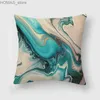 Pillow Nordic blue Marble Polyester case Sea Rock texture bedside sofa chair Throw cushion cover Home Decor Y240401