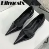 Kledingschoenen 2024 Runway Real Leather Ondiepe Dames Puntschoen Kitten Heel Elegant Party Office Lady