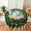 Table Cloth Easter With Tree And Nest In Shape Of An Egg Hole Tablecloths Living Room Decoration Fabric Round Tablecloth