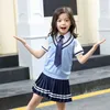 japanese Style Student Girls Boys School Uniforms Fake Two Piece Top Pleated Skirt Cott Shorts Set Graduati Costumes K4kE#