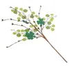 Fiori decorativi Plettri per il giorno di San Patrizio simulato ramo di eucalipto con ornamento irlandese a quattro foglie
