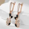 Boucles d'oreilles Kinel noir naturel Zircon papillon longue goutte pour les femmes de luxe 585 couleur or Rose Animal quotidien bijoux fins cadeau