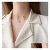 Pendentif Colliers Femmes Clavicule Chaîne Charme Élégant Collier De Mariage Couleur Or Double Couche Coeur Brillant Bling Aaa Zircon Bijoux D Dhcj9