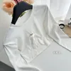 Kvinnors T-skjortor Gaodinglan 3D Bow Temperament Women T-shirts Round Neck White Bottom Tees mångsidiga koreanska Slim Expose Navel Crop Tops