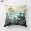 Oreiller aquarelle du paysage bleu casse de paysage océan socle arc-en-ciel décoration maintien canapé coussin coussin de coussin de maison y240401