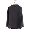 4xl LG Sleeve T-shirt Plus Size Women Clothing Fi Fold Double-Sided Fleece Warm Tops Autumn Winter Loose Basic Tees 607i#