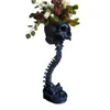 Skull Planter Spine Stand Set Goth Spooky Decor Deep Polyresin Skulls Pot Skeleton Home Decor Scary Halloween Style Decor 240320