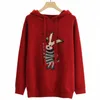 4xl Autumn Plus Size Jumper Woman Clothing LOOSE Knitted Pullover Fi Dobby Carto Letters Hooded Curve Sweater Winter L1z4#