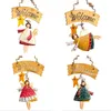 Party Supplies YO-4 PCS Vintage Retro Weihnachtsengel Puppe Dekoration Willkommen Tür Hängeplatte Holzschild Anhänger Weihnachten Home Decor