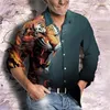 Camicie casual da uomo Animal For Men 3d Tiger Print Camicetta oversize allentata Street Designer Felpa Camicia a maniche lunghe di alta qualità Top