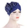 Bonnet / Skull Caps Fleur Hijab Turban Femmes Musulmanes Avec Diamants Soild Couleur Foulard Bonnet Intérieur Hijabs Arabe Head Wraps I Dhgarden Dhgqh