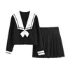 Anime Cosplay Japanse Schooluniform Vrouwen Slecht Meisje Stijl Plooirok Lg Korte College Zwart Matrozenpakken Streetwear Set R2Bc #