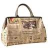 retro Women Handbag Newspaper Printing Tote Bags For Women 2024 Vintage Top-Handle Bags Water-Repellent Travel Lage Handbag p5xg#