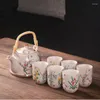 Bardak tabaklar büyük çaydanlık retro antika ve beyaz kiriş potu altı seramik çay seti ev yaratıcı fincan oda dekor el çayevi