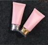 Bouteilles de stockage 50 ml en plastique rose tube souple doux lavage beurre crème pour les mains anti-uv lotion émulsion sérum essence hyaluronique tuyau cosmétique