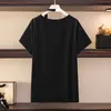 150kg Plus Size dames buste 152 Ctrast stiksels T-shirt zomer losse nep tweedelige top met korte mouwen 5XL 6XL 7XL 8XL 9XL z06H#