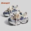 Scarpe casual Sneakers goffe Scarpe da ginnastica da donna con lacci alla caviglia da corsa Sport da jogging all'aperto Tela con suola spessa