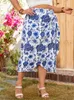 Plus -storlek sommar hög midja fr kjolar kvinnor oregelbundna delade fi lösa veckade damer kjolar casual semester kvinnliga kjolar 51v1#
