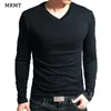 Maglietta da uomo elastica Maglietta da uomo a maniche lunghe con scollo a V per magliette da uomo Abbigliamento uomo T-shirt di marca 240318