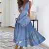 Casual Dresses Women's Slip Dress Spring/Summer 2024 Elegant V Neck Chiffon Maxi Mother of the Bride Long With Jacket