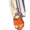 Bolso pequeño de color naranja para mujer, bolso cuadrado con diseño de lichi, bolso de mano con mini bolso de tofu 01-SB-dflzmn A0cn #