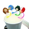 boys childhood japanese comic anime cartoon silicone straw toppers accessories cover charms Reusable Splash Proof drinking dust plug decorative 8mm straw party