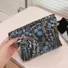 Sacos de armazenamento Retro Azul Verde Floral Jacquard Embreagem Saco Cosmético Grande Capacidade Skincare Higiene Pessoal Organizador Diário Maquiagem Bolsa