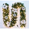 Dekorativa blommor 2,7 m julrotting Portable Xmas Tree Artificial Garland Bar Festival Ornamental Wreath med LED -ljusrosa