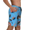 Men's Shorts Man Gym Coral Blue Beach Print Y2K Retro Swim Trunks Swimming Ladies Quick Dry Sportswear Plus Size Short Pants