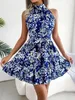 Lente en zomer elegante kanten jurk met ruches en grote swing bloemenjurk dameskleding