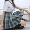 完全なユニフォームプリーツ日本の学生ユニフォームセットピンクタイスクールのブラウスの韓国の新しい女の子Seifuku Plaid b6hx＃
