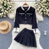 Arbeitskleider OCEANLOVE Koreanische Mode Süße 2 Stück Sets Frauen Outfit Frühling Herbst Einfache Rock Elegante Kontrast Farbe Ropa De Mujer