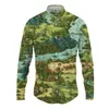 Mäns casual skjortor Green Plant Map 3D Printed Shirt Style Fashion Trendy Long -Sleeved