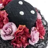 Праздничные принадлежности, готическая кружевная мини-шляпа с цветочным принтом, винтажная ретро-лолита с цветами, маленькая заколка для волос, головной убор