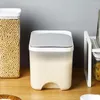 Dispensador de botellas de almacenamiento, cubo, caja, organizador de cereales con tapa, contenedor de arroz doméstico de plástico