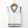 british Academy style knitted vest crown embroidery JK uniform student uniform vest couple sweater school uniform Cardigans U3S5#