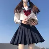 Blanc 3 rayé de base marin tenue école japonaise fille uniforme Seifuku étudiant filles Cos Costume femmes JK jupe plissée marine S8Ac #