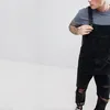 Jeans pour hommes, salopette en Denim déchiré, mode Streetwear, combinaisons détruites, pantalons à bretelles en détresse pour hommes