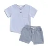 Clothing Sets Pudcoco Born Baby Boy Summer Outfits Henley Shirt Soft Pocket Short Sleeve Tops Shorts Infant Clothes 6M-4T