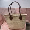 Miui Palmetto Handbag Luxury Woven Bag Designer女性大容量トート夏のMIUSハンドバッグウィークエンダートラベルクロスボディショルダーバッググラス織り野菜バスケット