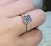 Eheringe, hochwertiger Ring aus 18 Karat Weißgold, runder 1-Karat-Diamant-Moissanit-Ring, Jahrestag, Ehering, Geschenk für Frauen, 24329