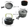 Kookgerei Sets Camping Kit Outdoor Aluminium Kookset Waterkoker Pan Pot Reizen Wandelen Picknick Serviesuitrusting