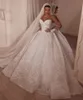 Vestido árabe de casamento pescoço puro cristal manga longa renda com miçangas vestidos de noiva vestidos de novias feita sob medida
